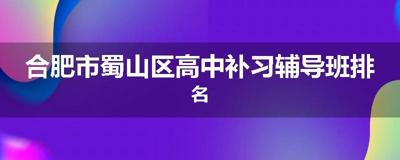 合肥市蜀山区高中补习辅导班排名