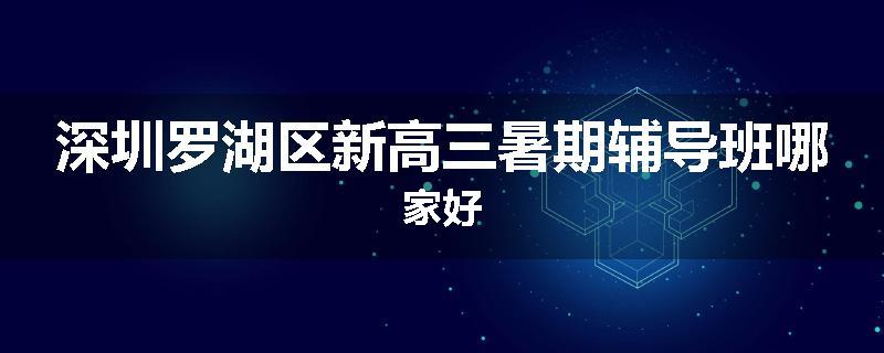 深圳罗湖区新高三暑期辅导班哪家好