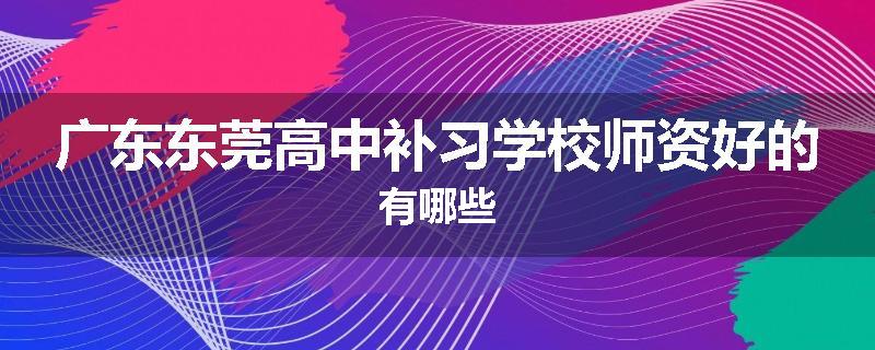 广东东莞高中补习学校师资好的有哪些