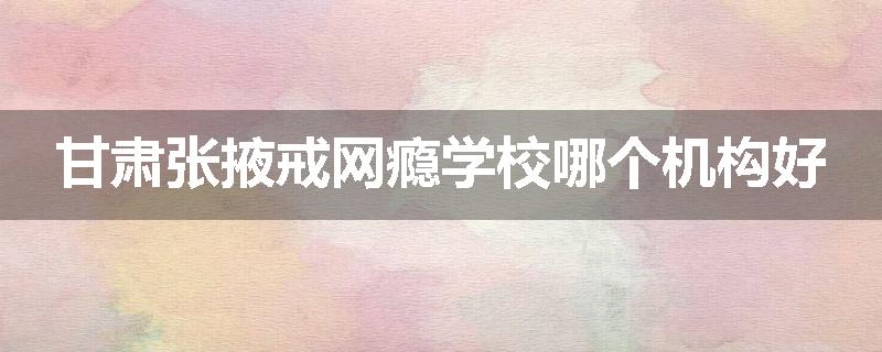 甘肃张掖戒网瘾学校哪个机构好