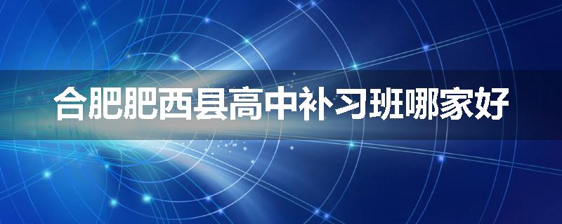 合肥肥西县高中补习班哪家好