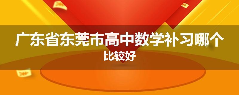 广东省东莞市高中数学补习哪个比较好