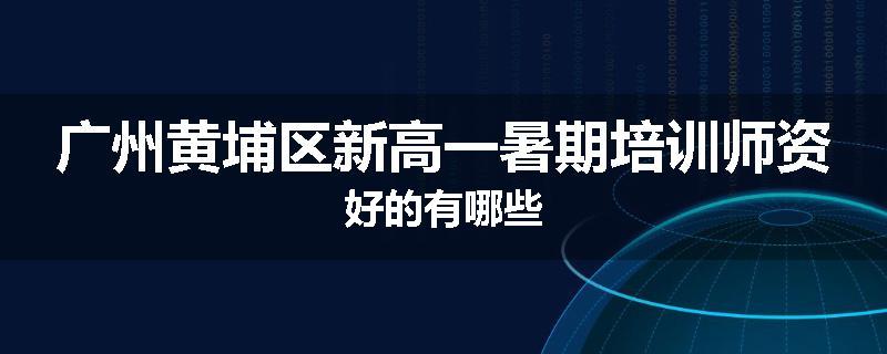 广州黄埔区新高一暑期培训师资好的有哪些