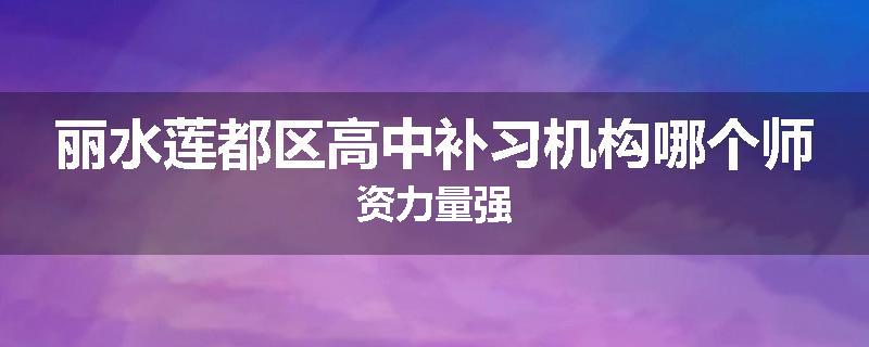 丽水莲都区高中补习机构哪个师资力量强