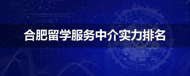 合肥留学服务中介实力排名