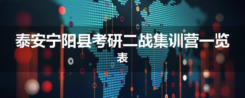 泰安宁阳县考研二战集训营一览表