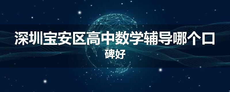 深圳宝安区高中数学辅导哪个口碑好