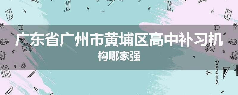 广东省广州市黄埔区高中补习机构哪家强