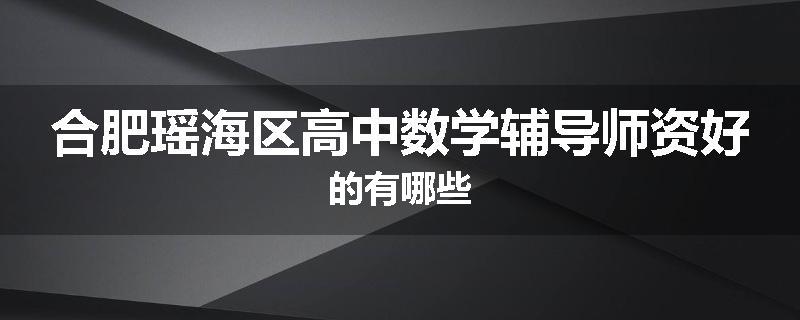 合肥瑶海区高中数学辅导师资好的有哪些