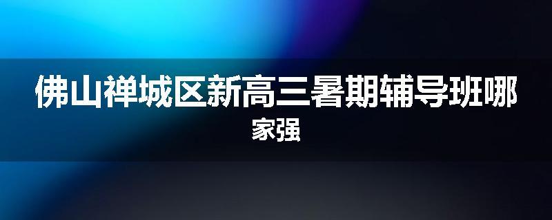 佛山禅城区新高三暑期辅导班哪家强