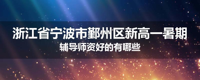 浙江省宁波市鄞州区新高一暑期辅导师资好的有哪些