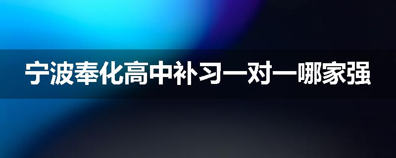 宁波奉化高中补习一对一哪家强