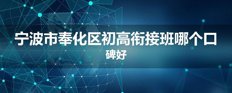 宁波市奉化区初高衔接班哪个口碑好