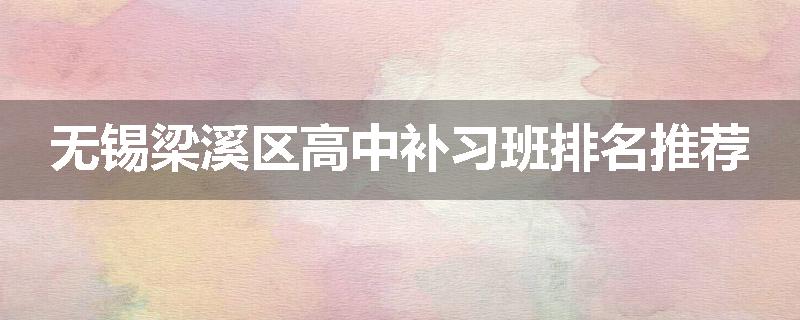 无锡梁溪区高中补习班排名推荐