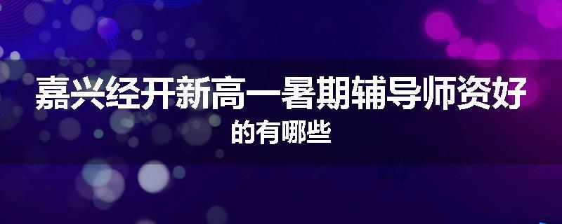 嘉兴经开新高一暑期辅导师资好的有哪些