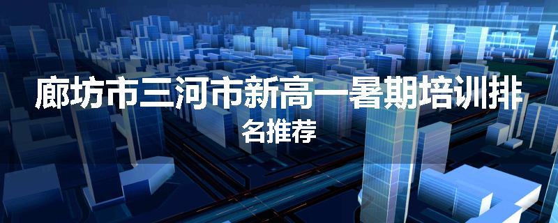 廊坊市三河市新高一暑期培训排名推荐