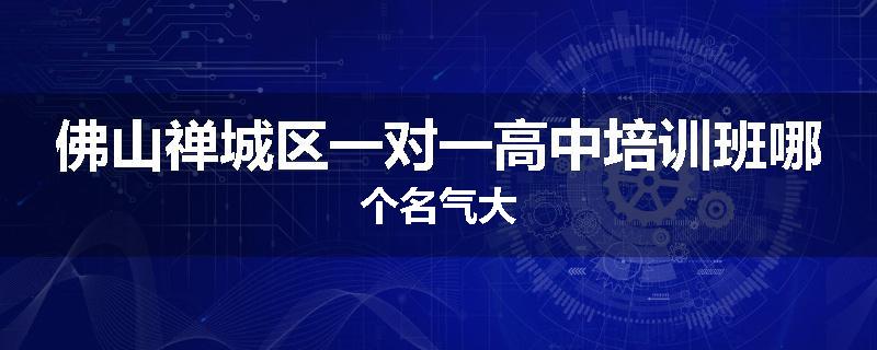 佛山禅城区一对一高中培训班哪个名气大