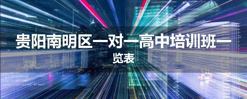 贵阳南明区一对一高中培训班一览表