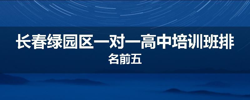 长春绿园区一对一高中培训班排名前五
