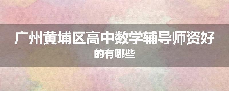 广州黄埔区高中数学辅导师资好的有哪些