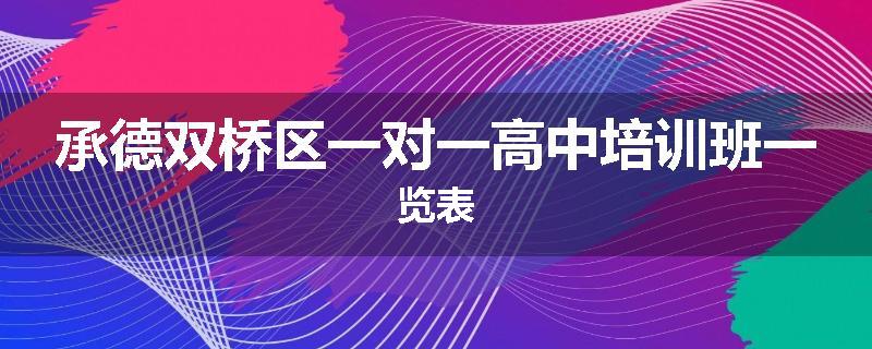 承德双桥区一对一高中培训班一览表