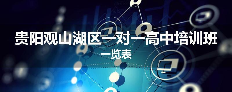 贵阳观山湖区一对一高中培训班一览表