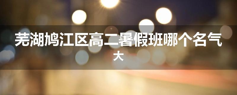 芜湖鸠江区高二暑假班哪个名气大