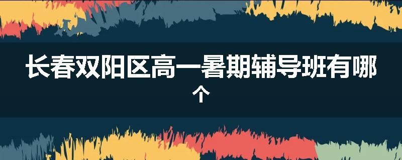 长春双阳区高一暑期辅导班有哪个