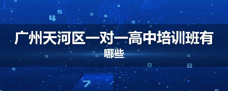 广州天河区一对一高中培训班有哪些