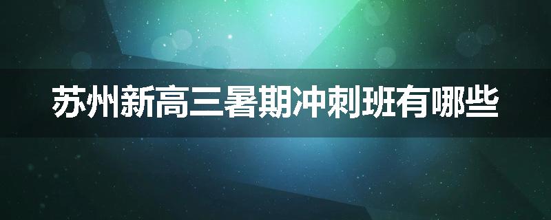 苏州新高三暑期冲刺班有哪些