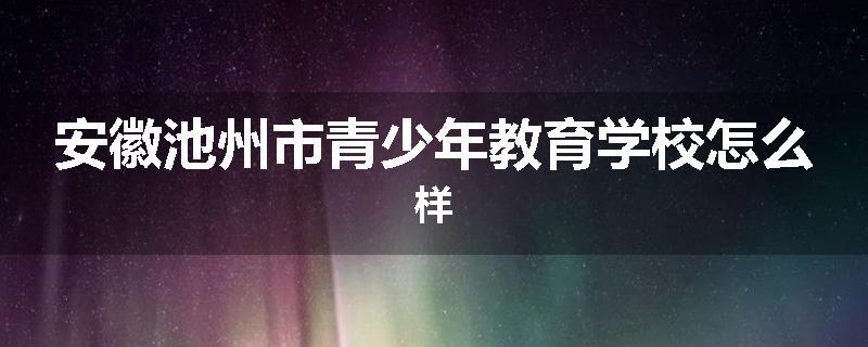 安徽池州市青少年教育学校怎么样