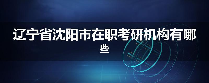 辽宁省沈阳市在职考研机构有哪些