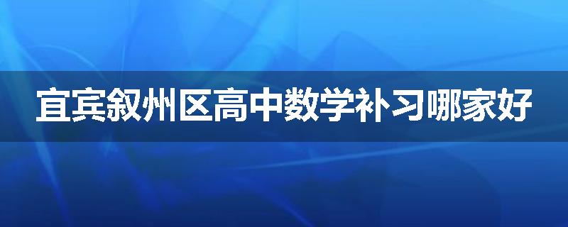 宜宾叙州区高中数学补习哪家好