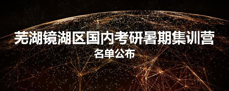 芜湖镜湖区国内考研暑期集训营名单公布