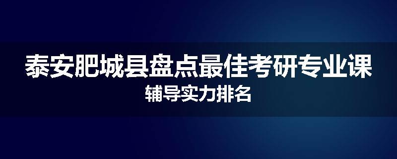 泰安肥城县盘点最佳考研专业课辅导实力排名