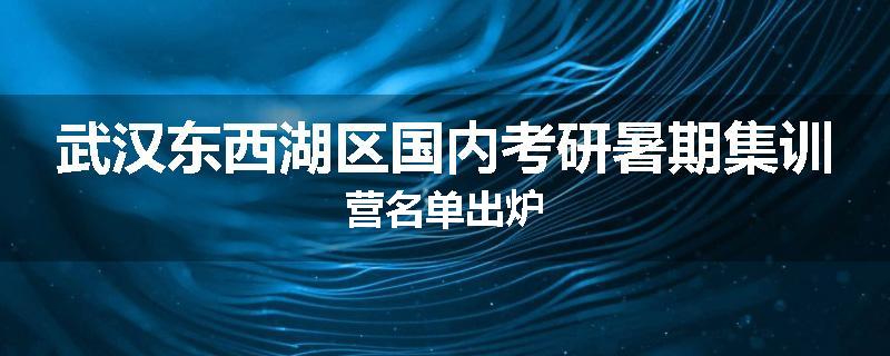 武汉东西湖区国内考研暑期集训营名单出炉