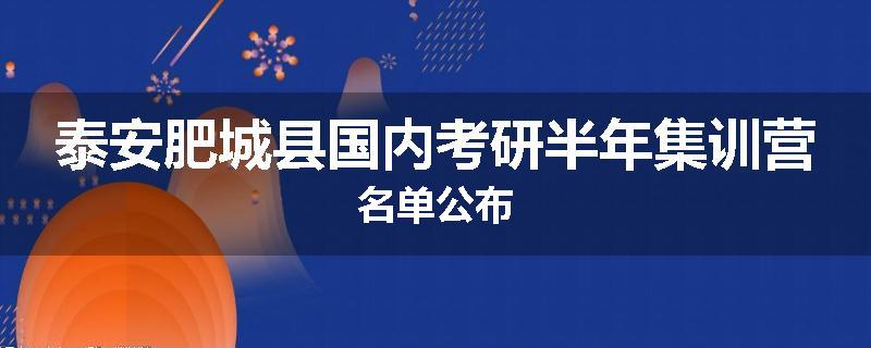 泰安肥城县国内考研半年集训营名单公布