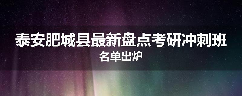 泰安肥城县最新盘点考研冲刺班名单出炉