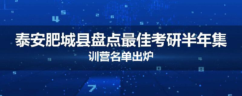 泰安肥城县盘点最佳考研半年集训营名单出炉