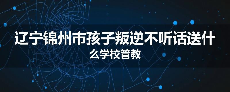 辽宁锦州市孩子叛逆不听话送什么学校管教