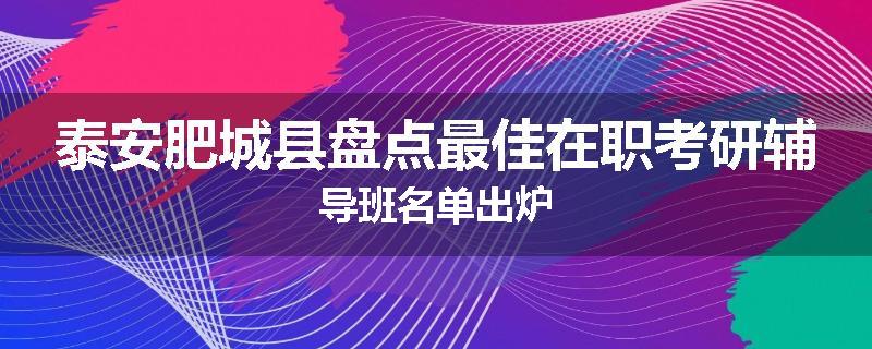 泰安肥城县盘点最佳在职考研辅导班名单出炉