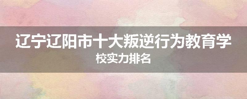 辽宁辽阳市十大叛逆行为教育学校实力排名