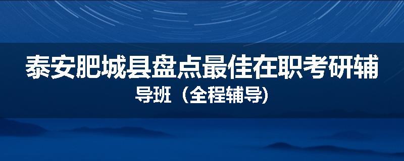 泰安肥城县盘点最佳在职考研辅导班（全程辅导)