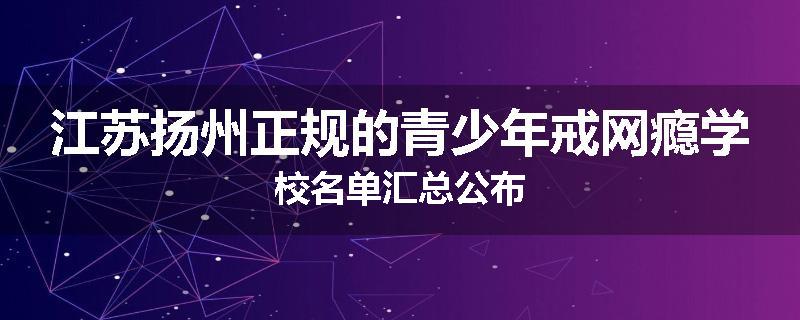 江苏扬州正规的青少年戒网瘾学校名单汇总公布