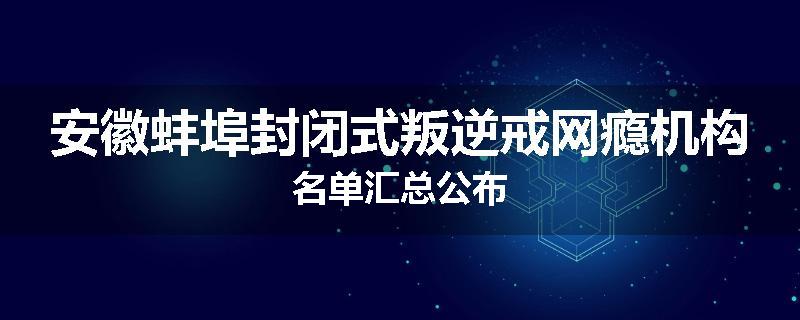安徽蚌埠封闭式叛逆戒网瘾机构名单汇总公布