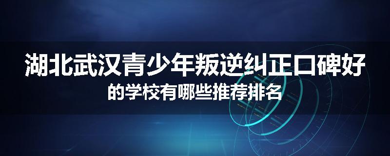 湖北武汉青少年叛逆纠正口碑好的学校有哪些推荐排名