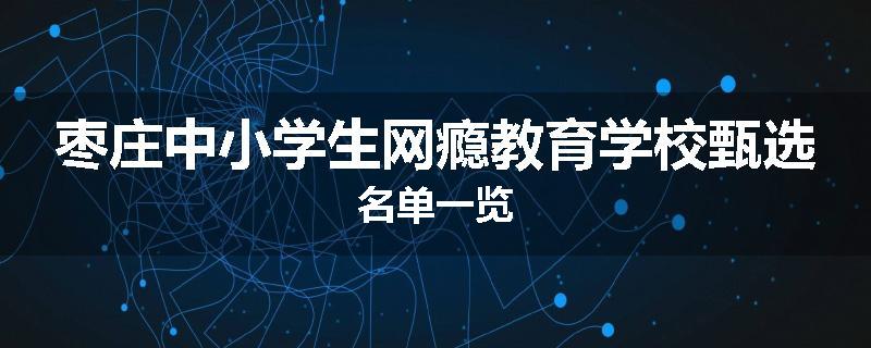 枣庄中小学生网瘾教育学校甄选名单一览