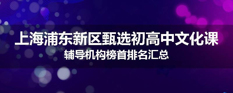 上海浦东新区甄选初高中文化课辅导机构榜首排名汇总
