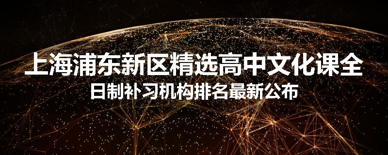 上海浦东新区精选高中文化课全日制补习机构排名最新公布