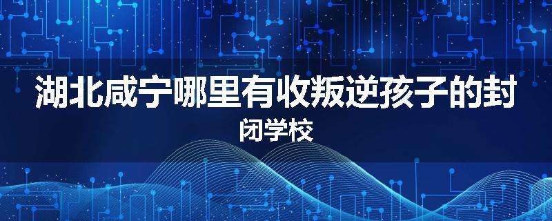 湖北咸宁哪里有收叛逆孩子的封闭学校